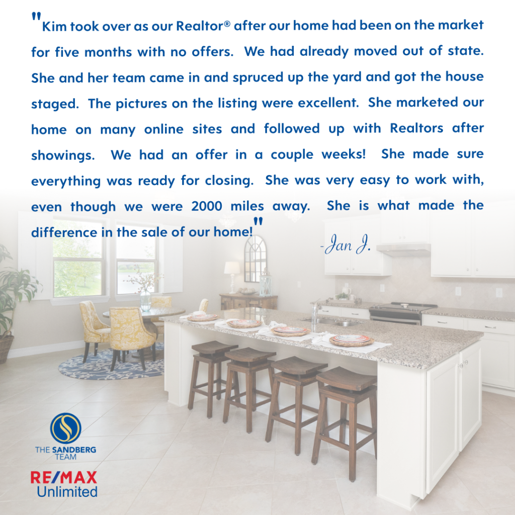 Testimonial for The Sandberg Team at RE/MAX Unlimited