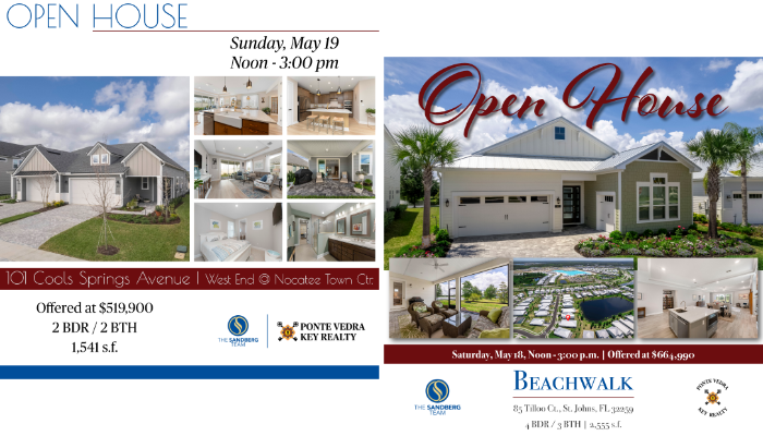 2 Open Houses May 18 & 19
