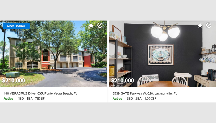 Two condos listed for sale with the Sandberg Team at Ponte Vedra Key Realty