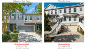 A condo and a town house for sale in Nocatee, Ponte Vedra, Florida