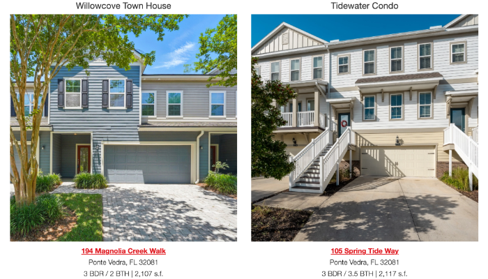 A condo and a town house for sale in Nocatee, Ponte Vedra, Florida