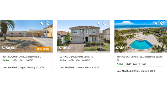 3 Jacksonville area homes priced at or near $750,000