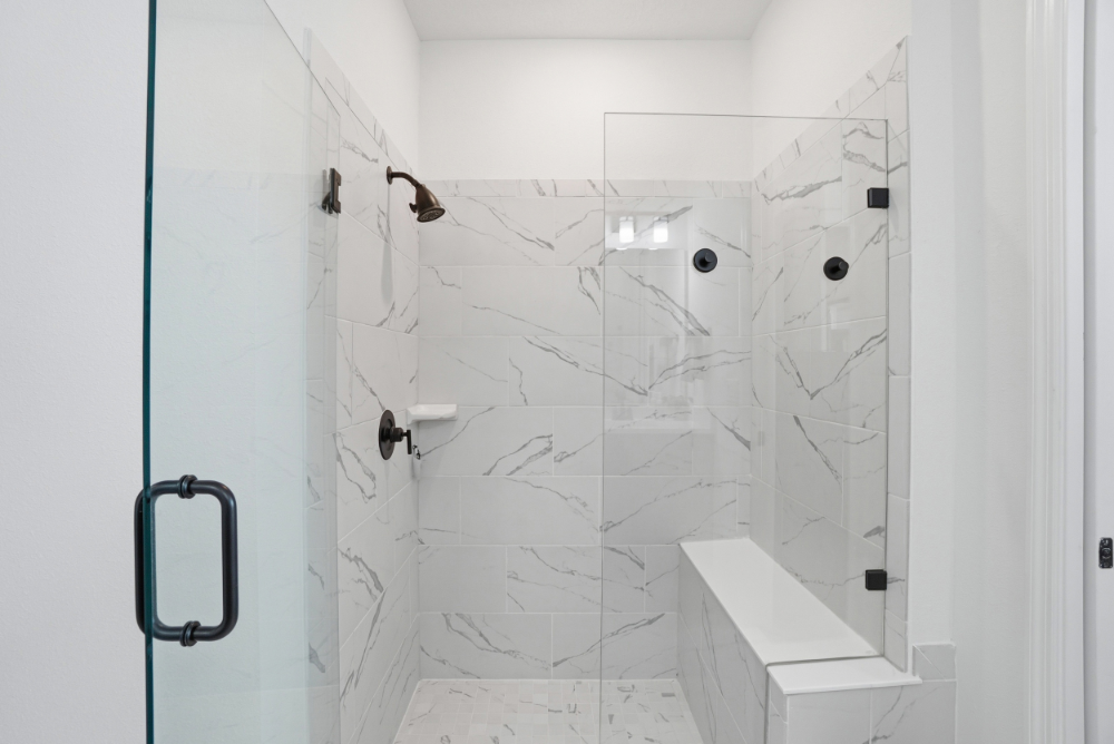 Frameless Glass Shower in Primary Bathroom